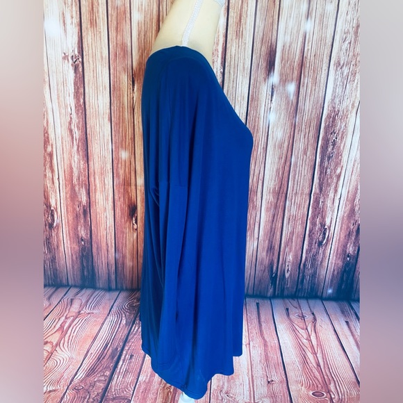 Women’s Medium Tunic Piko Dark Blue Soft Stretch Oversized 3/4 Sleeves - Picture 3 of 11